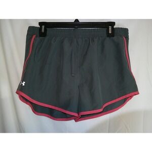 Under Armour Running‎ Shorts Athletic Gym Workout Lightweight Gray Pink LG